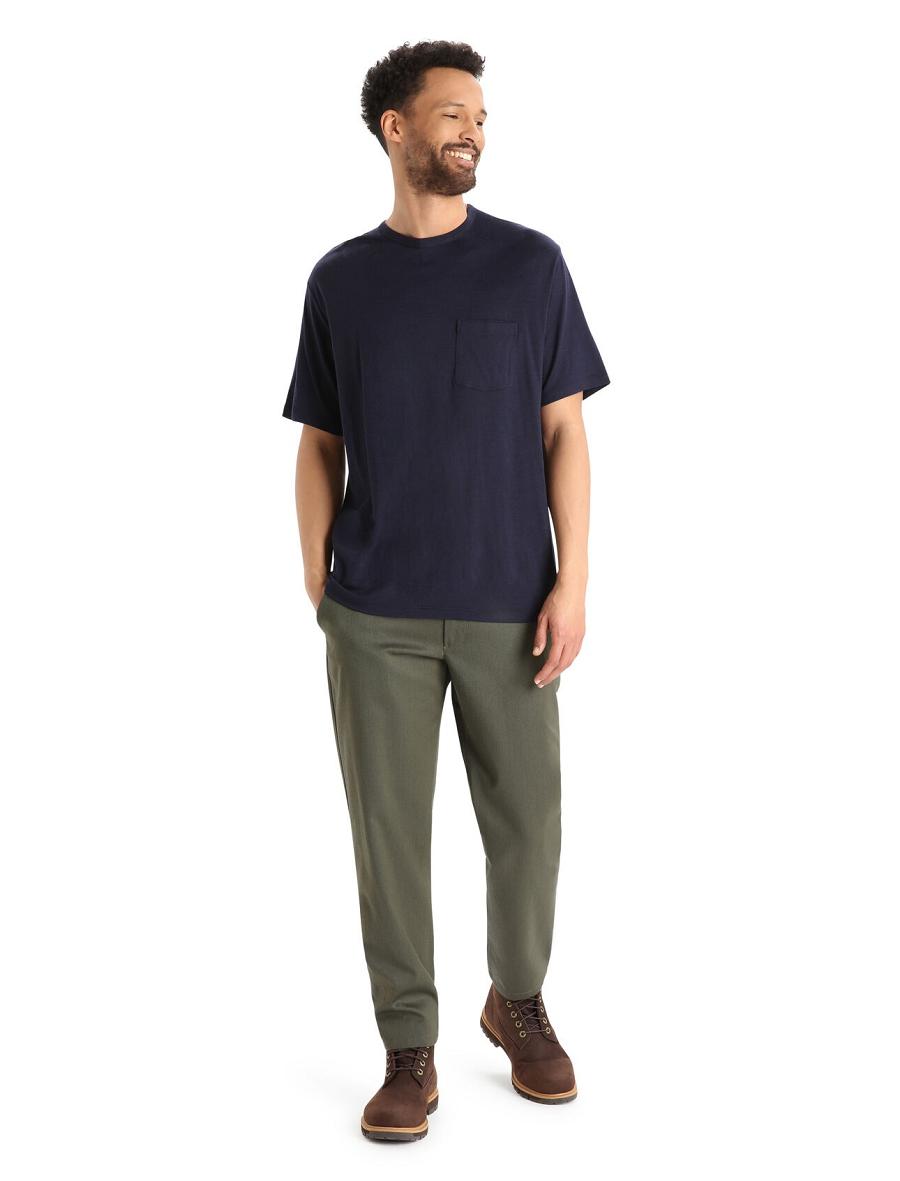 Icebreaker Merino Granary Lyhyt Sleeve Pocket Miesten T Paidat Laivastonsininen | FI 1156RVDW